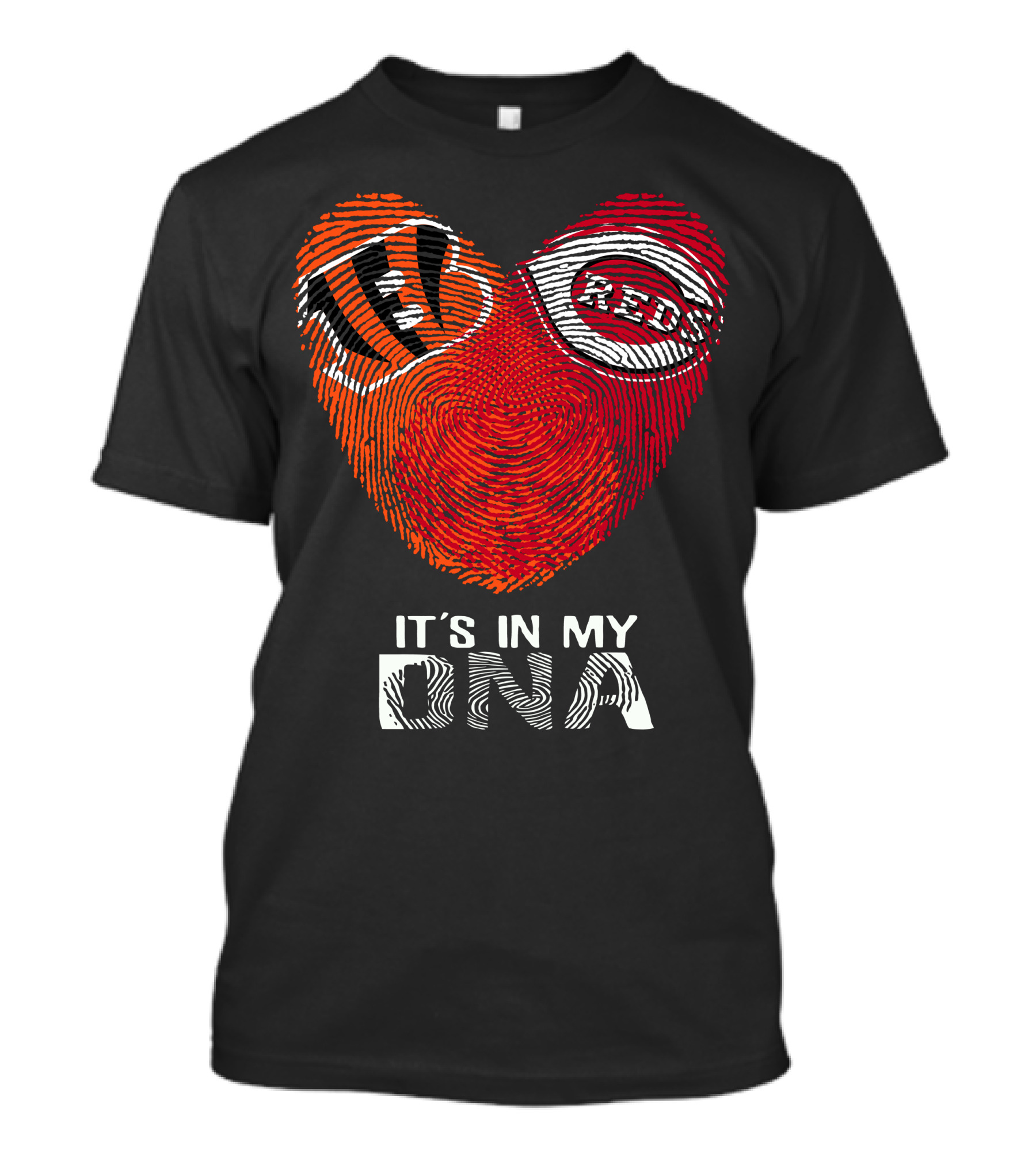 Bengals Reds Heart Fingerprint It's In My DNA T-Shirt