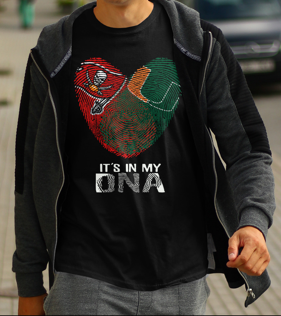 Buccaneers Hurricanes It's In My DNA Fingerprint Skull T-Shirt