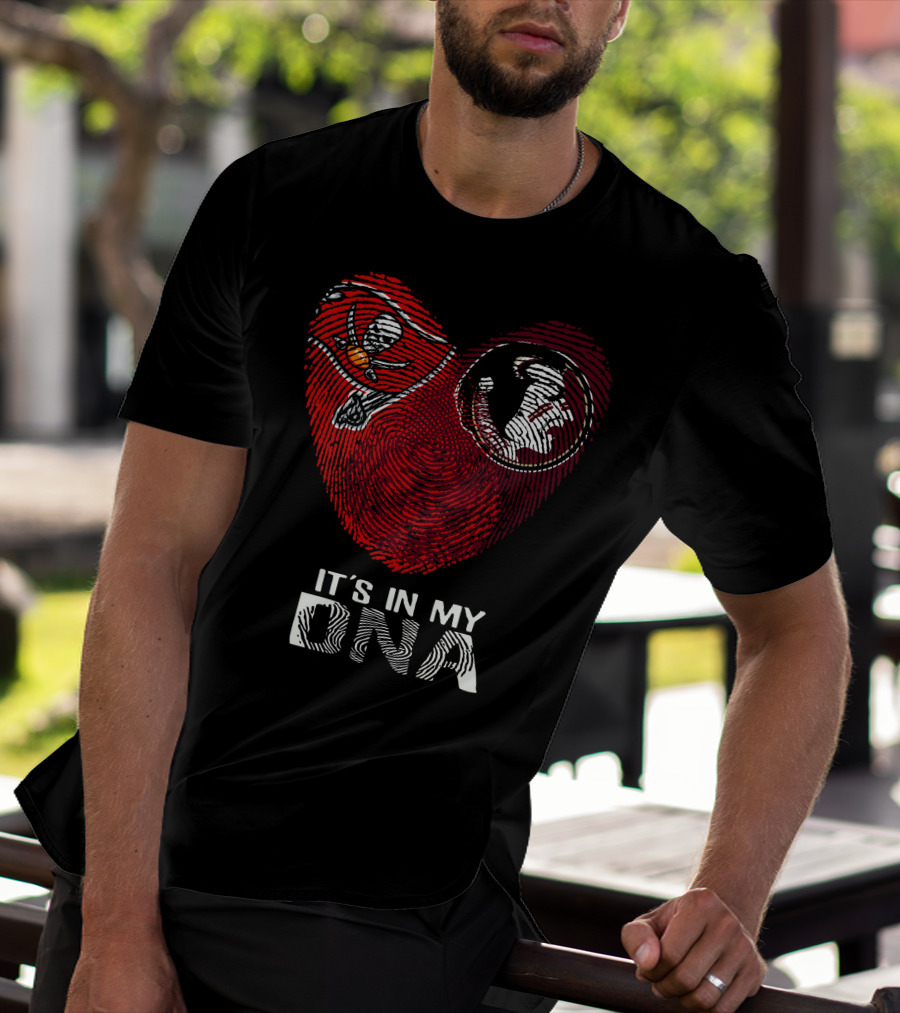 Buccaneers Seminoles It's In My DNA Fingerprint Heart T-Shirt
