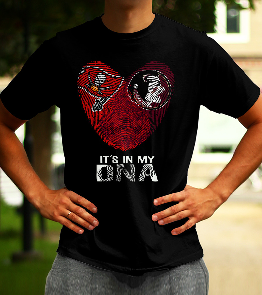 Buccaneers Seminoles It's In My DNA Fingerprint Heart T-Shirt