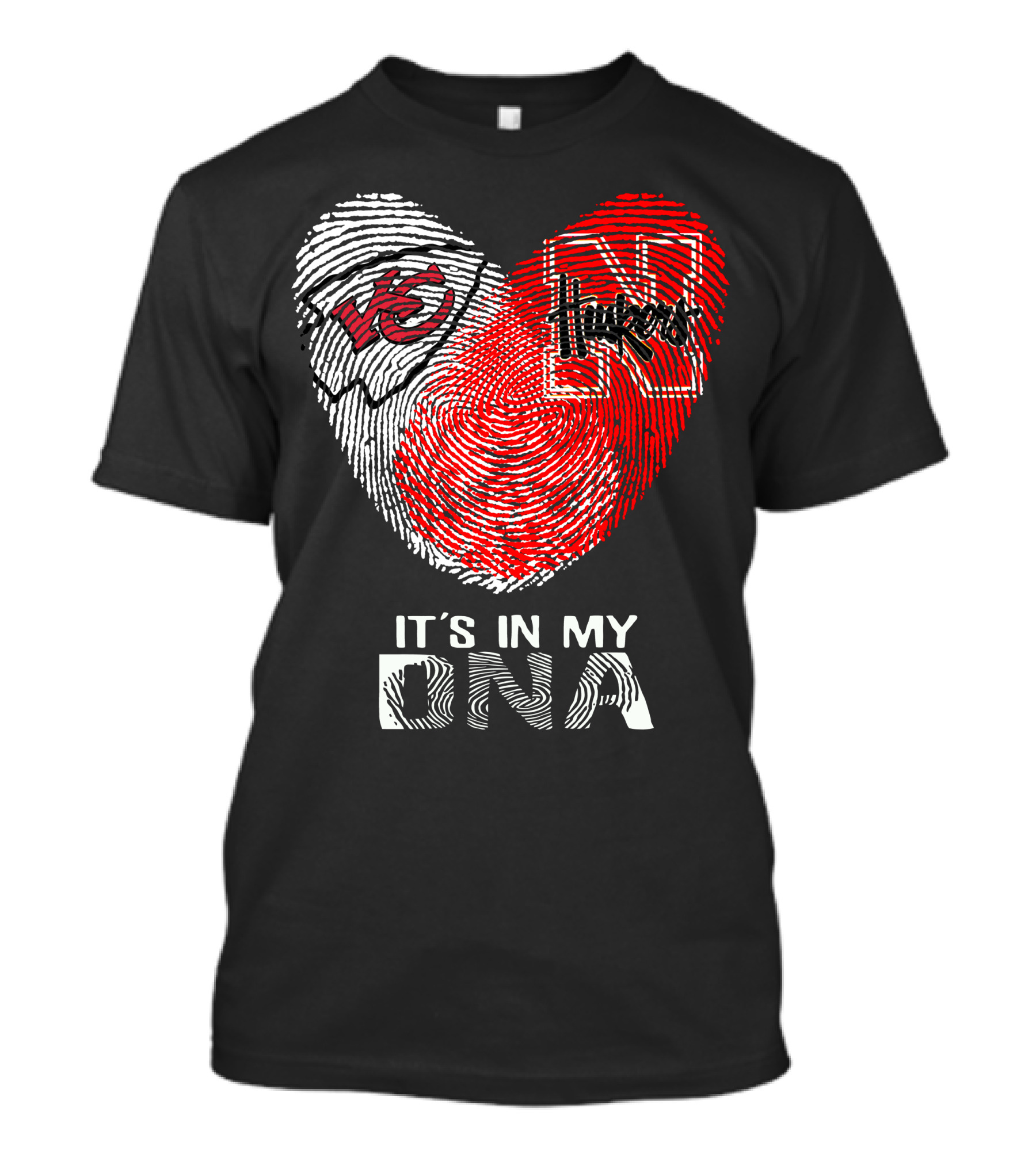 Chiefs Huskers It's In My Dna Fingerprint Heart T-Shirt