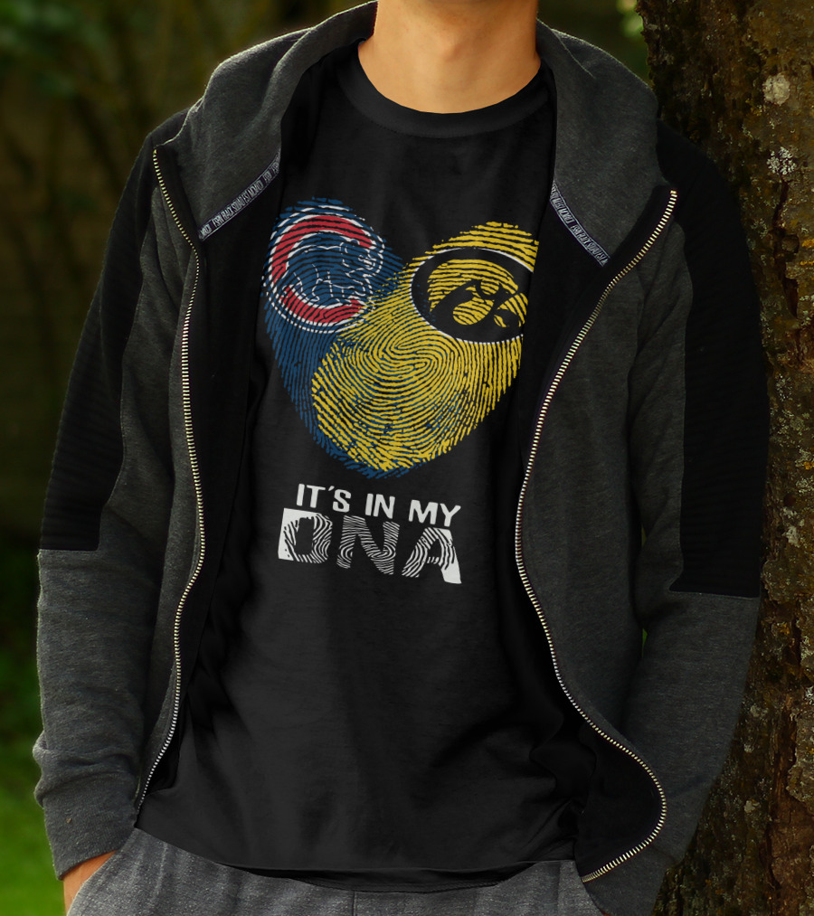 Cubs Iowa It's In My DNA Fingerprint With Chicago And Hawkeyes T-Shirt