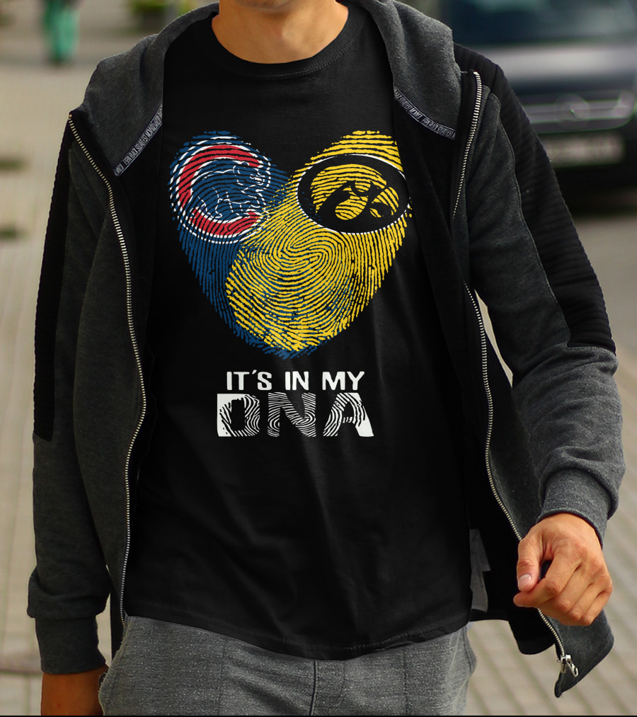 Cubs Iowa It's In My DNA Fingerprint With Chicago And Hawkeyes T-Shirt