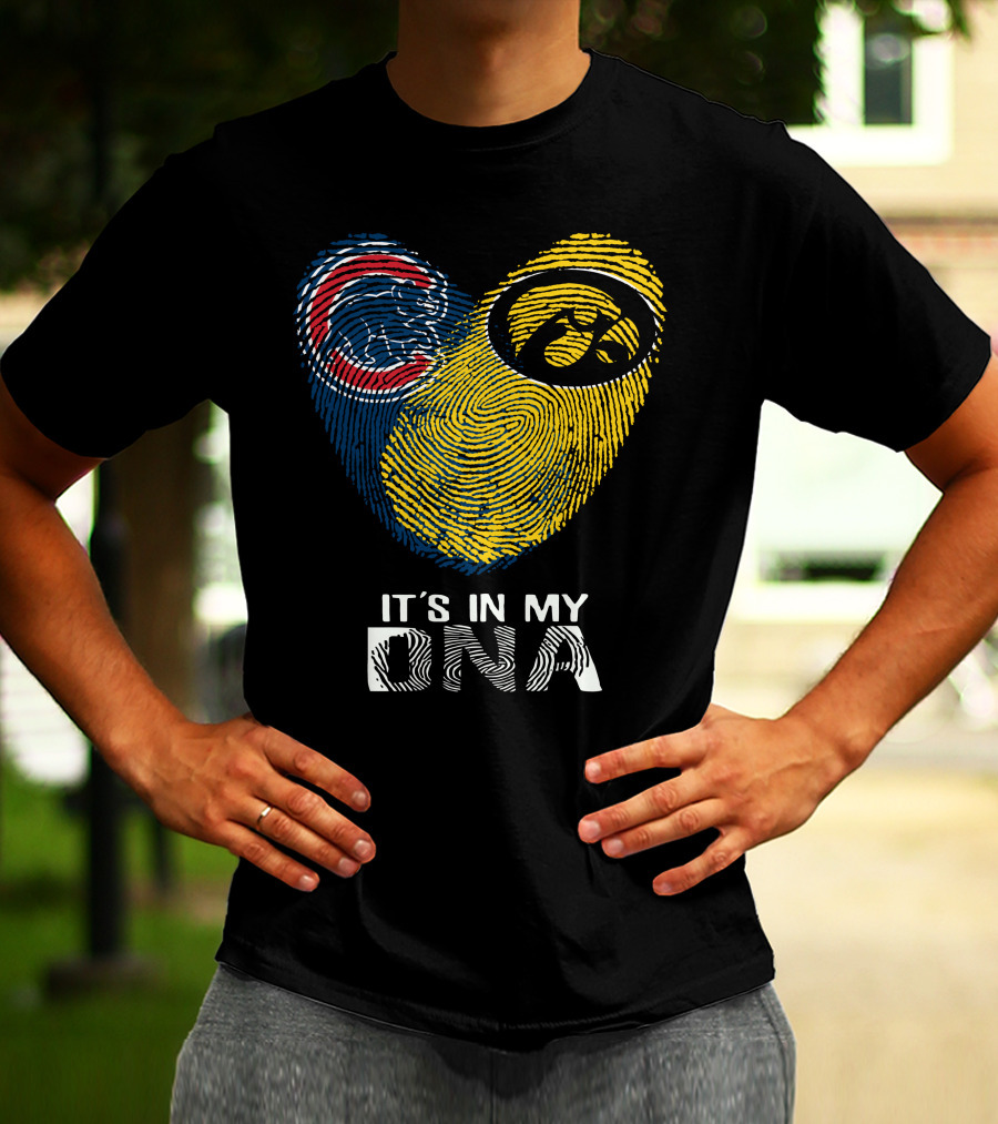 Cubs Iowa It's In My DNA Fingerprint With Chicago And Hawkeyes T-Shirt