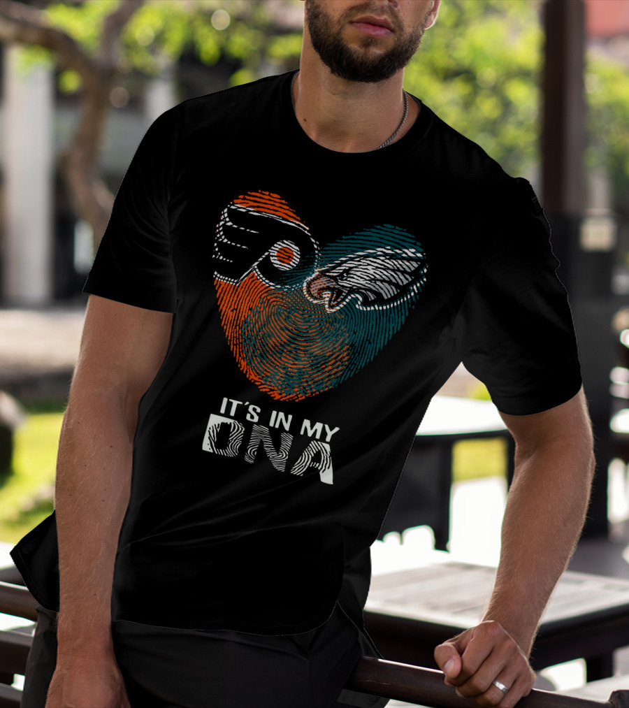 Eagles Flyers It's In My DNA Fingerprint Heart T-Shirt