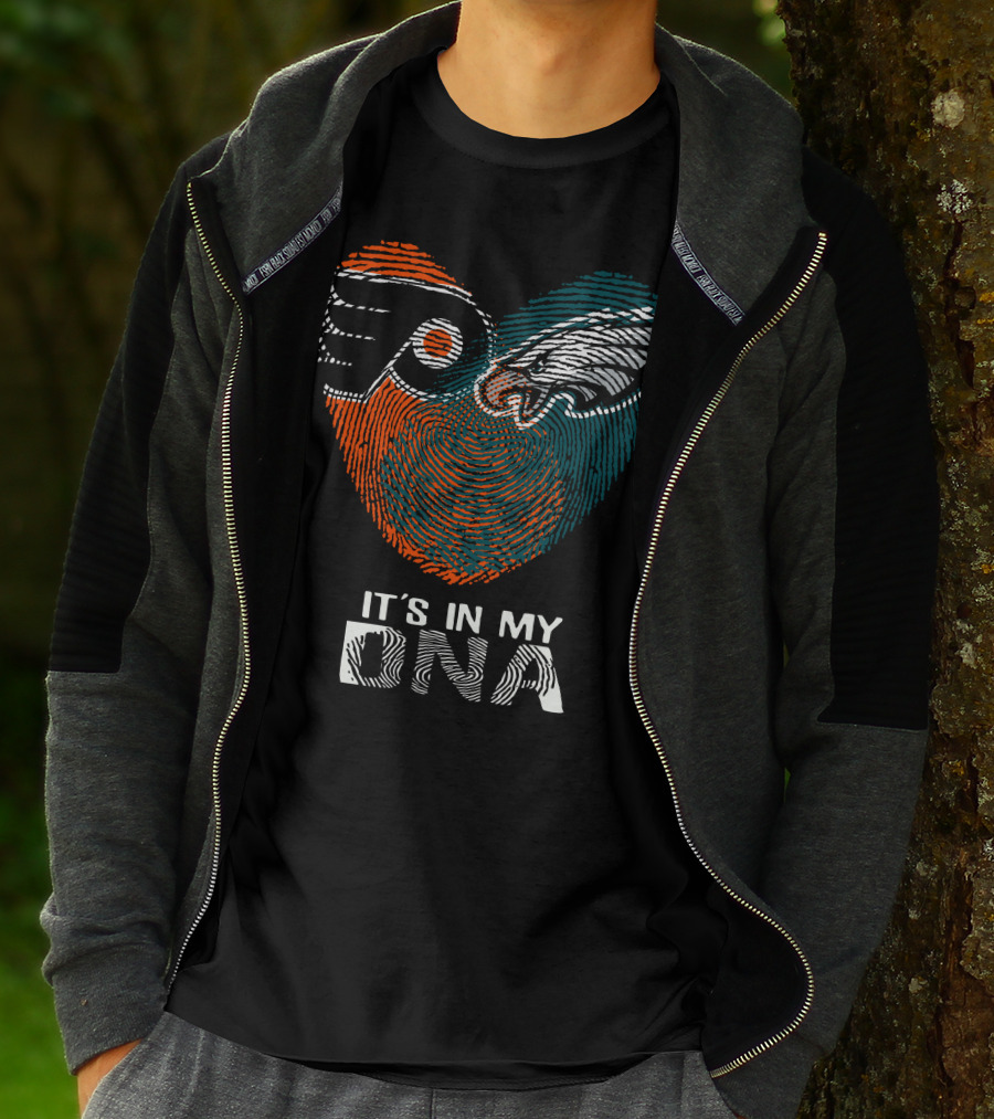 Eagles Flyers It's In My DNA Fingerprint Heart T-Shirt