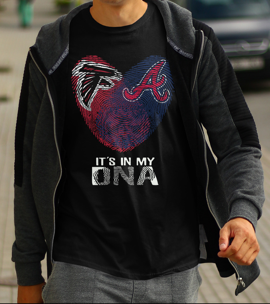 Falcons Braves Heart Fingerprint It's In My DNA T-Shirt