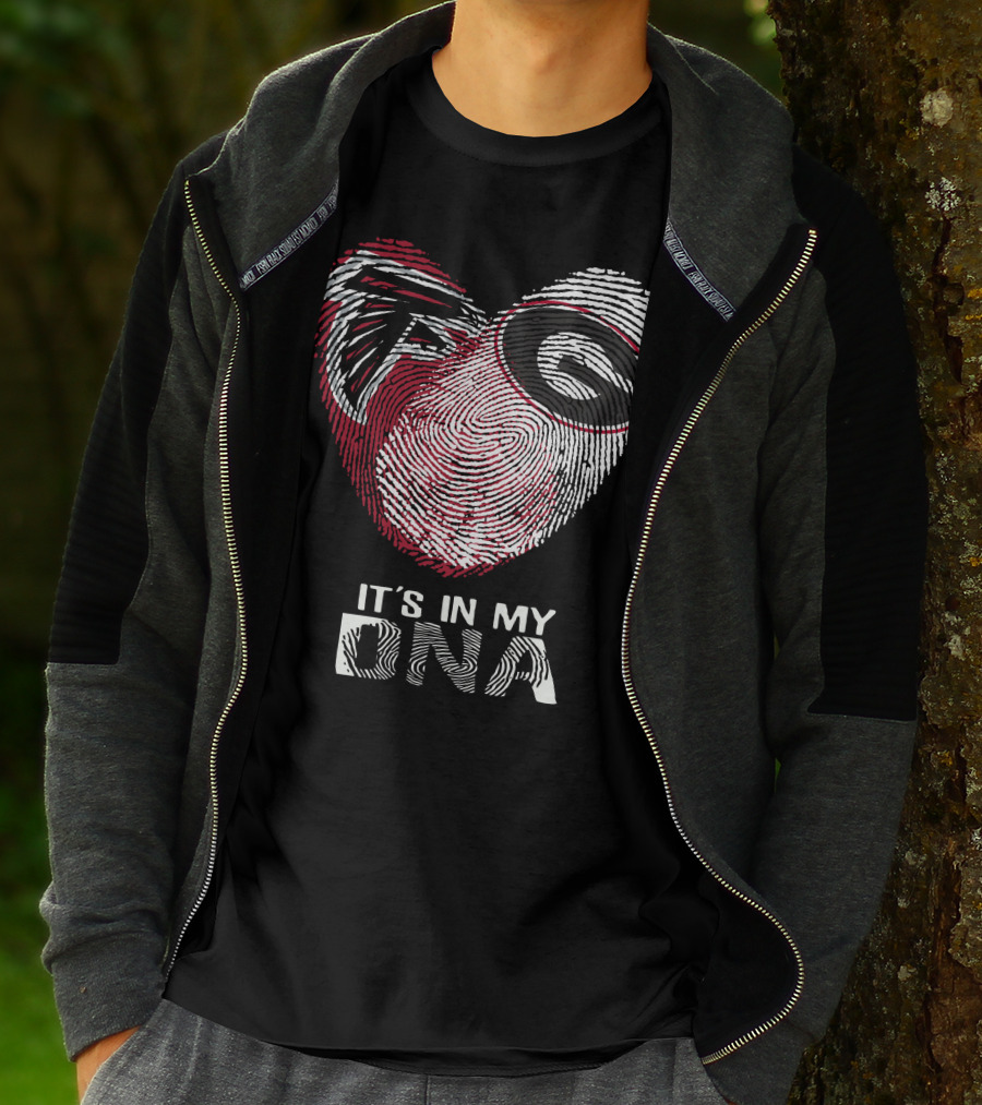 Falcons Bulldogs Heart Fingerprint It's In My DNA T-Shirt
