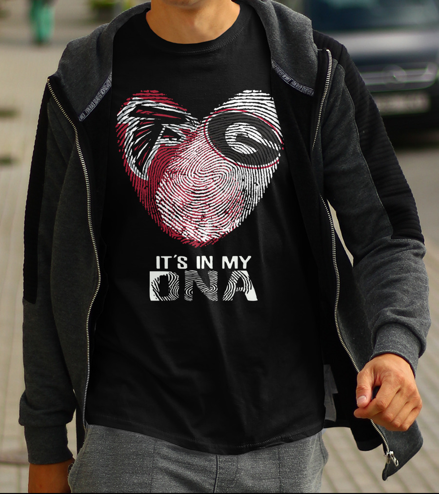 Falcons Bulldogs Heart Fingerprint It's In My DNA T-Shirt
