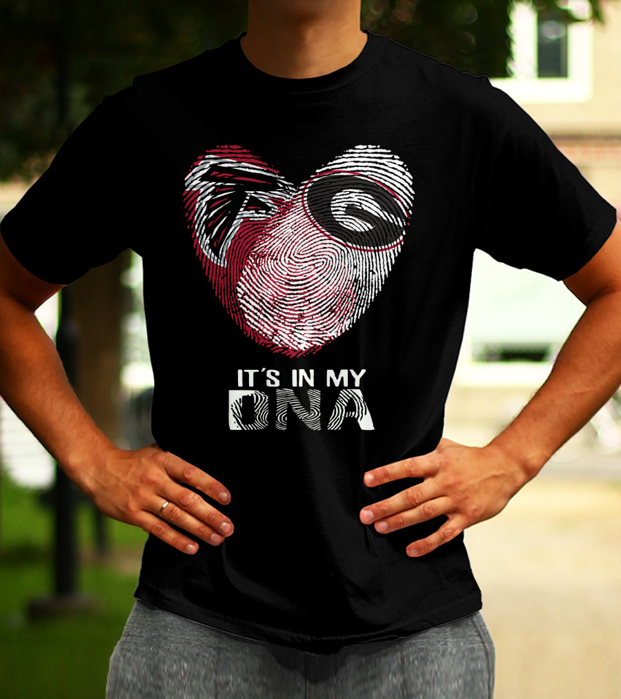 Falcons Bulldogs Heart Fingerprint It's In My DNA T-Shirt