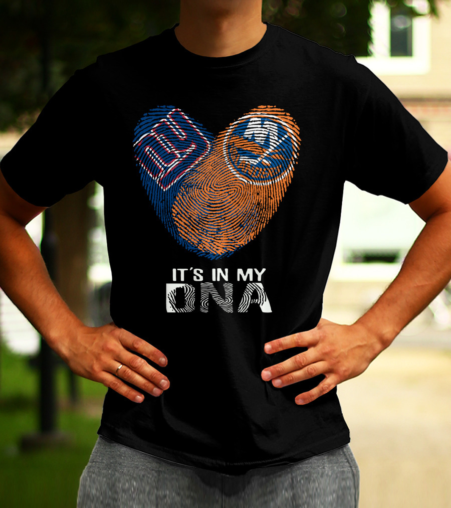 Giants Islanders It's In My DNA Fingerprint Heart T-Shirt