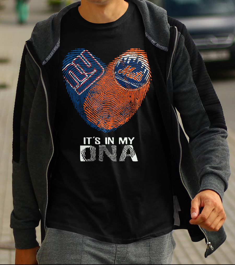 Giants Mets Fingerprint Heart It's In My Dna T-Shirt