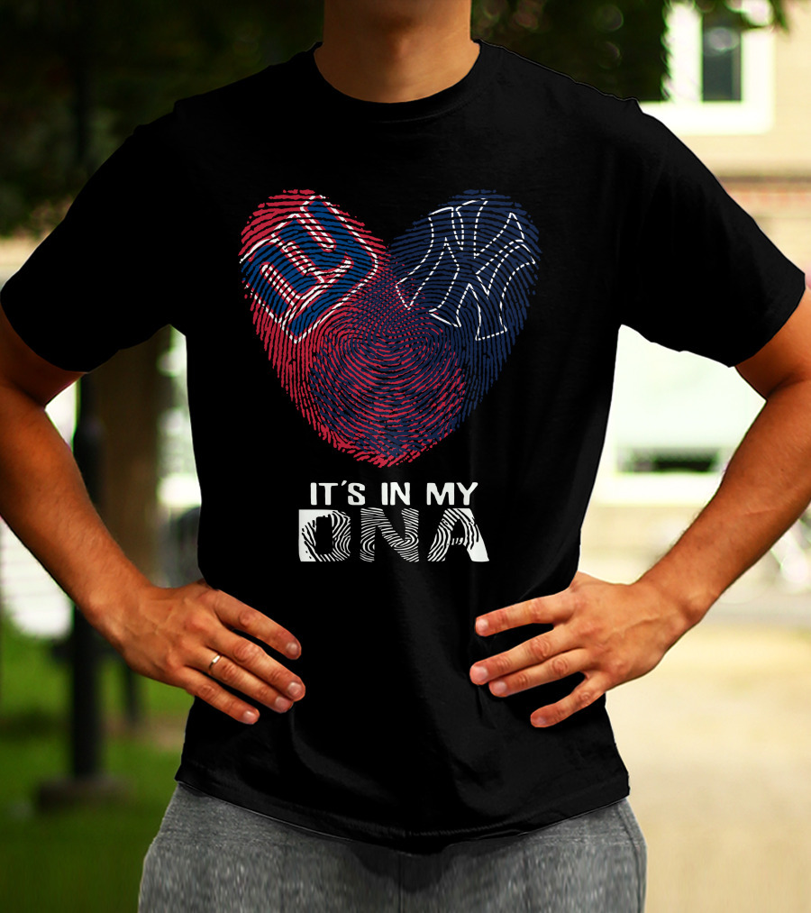 Giants Yankees It's In My DNA Fingerprint Heart T-Shirt