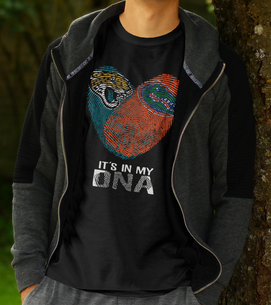 Jaguars Gators It's In My DNA Fingerprint Heart T-Shirt
