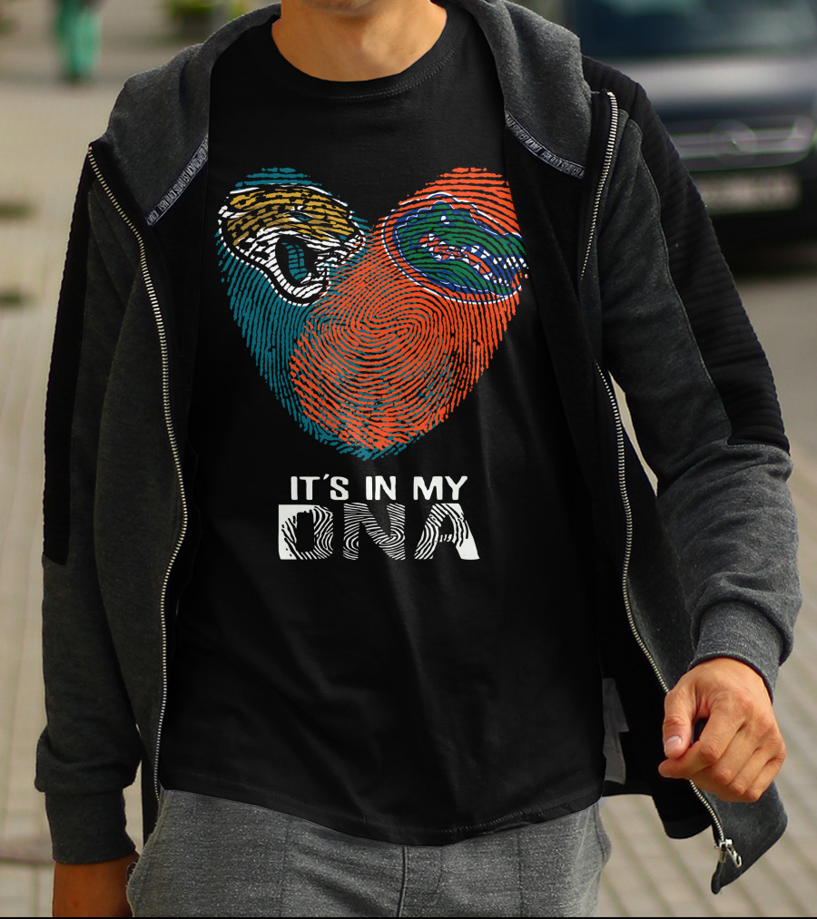 Jaguars Gators It's In My DNA Fingerprint Heart T-Shirt