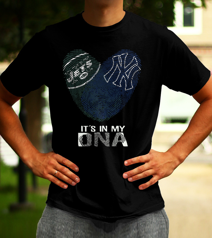 Jets Yankees Heart Fingerprint It's In My Dna T-Shirt