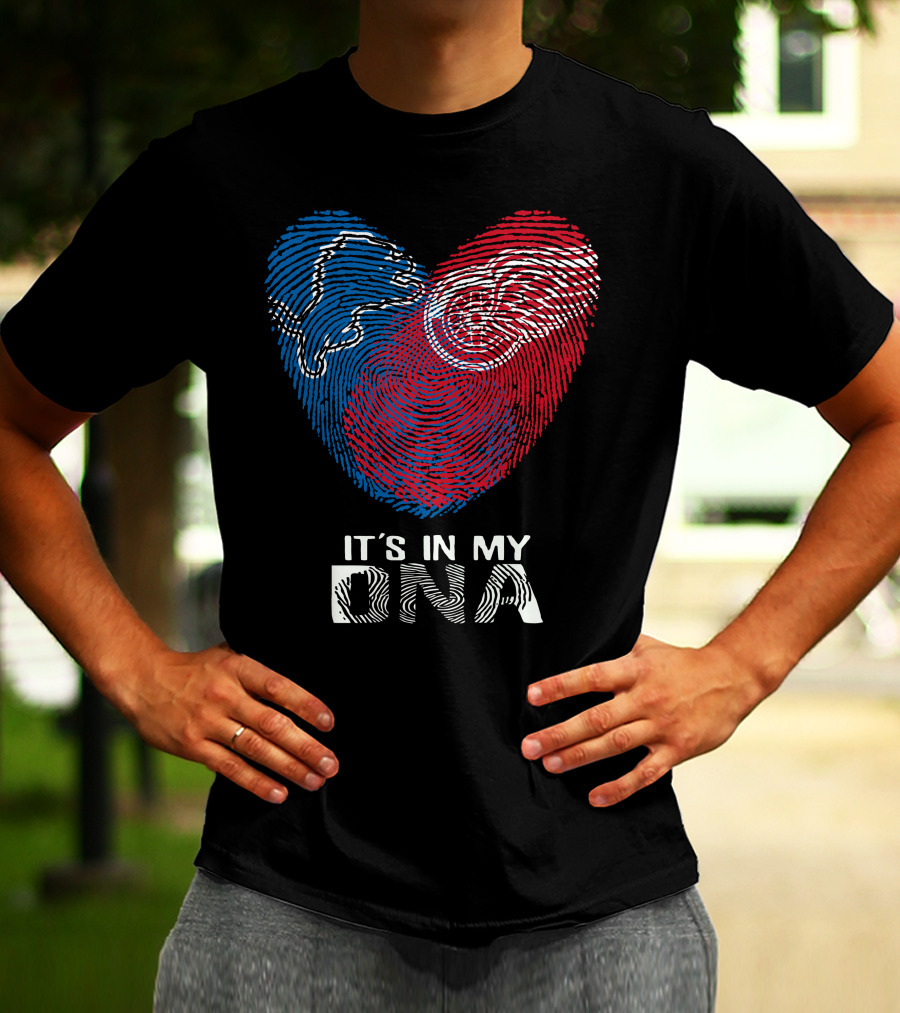 Lions Red Wings Heart It's In My DNA T-Shirt