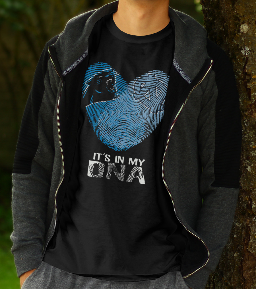Panthers Tar Heels It's In My Dna Fingerprint Heart T-Shirt