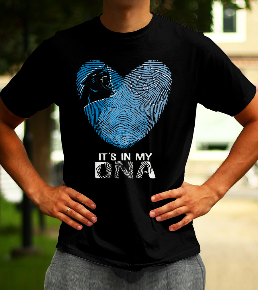 Panthers Tar Heels It's In My Dna Fingerprint Heart T-Shirt