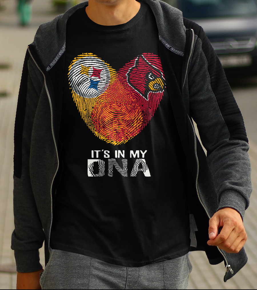 Steelers Cardinals It's In My Dna Football Team Pride Fingerprint T-Shirt