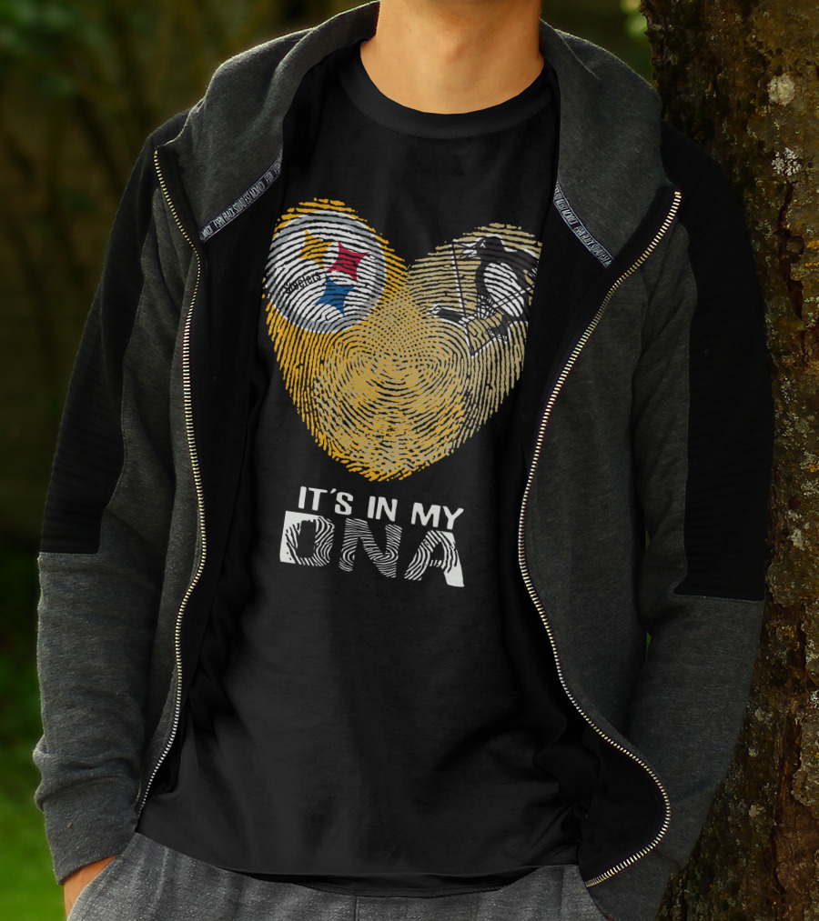 Steelers Penguins Heart It's In My Dna Fingerprint T-Shirt