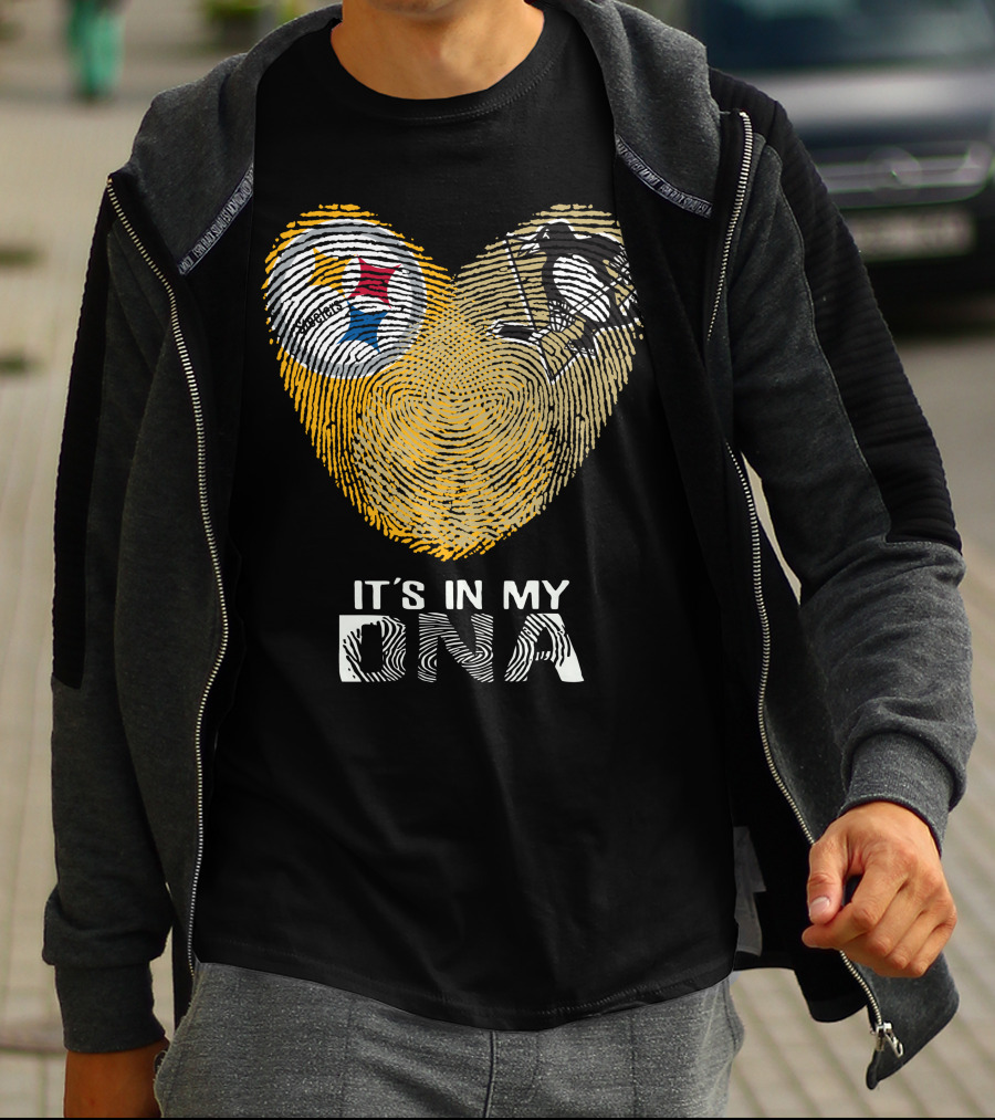 Steelers Penguins Heart It's In My Dna Fingerprint T-Shirt