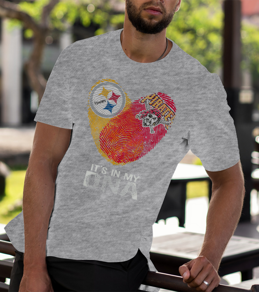 Steelers Pirates It's In My Dna Fingerprint Heart T-Shirt
