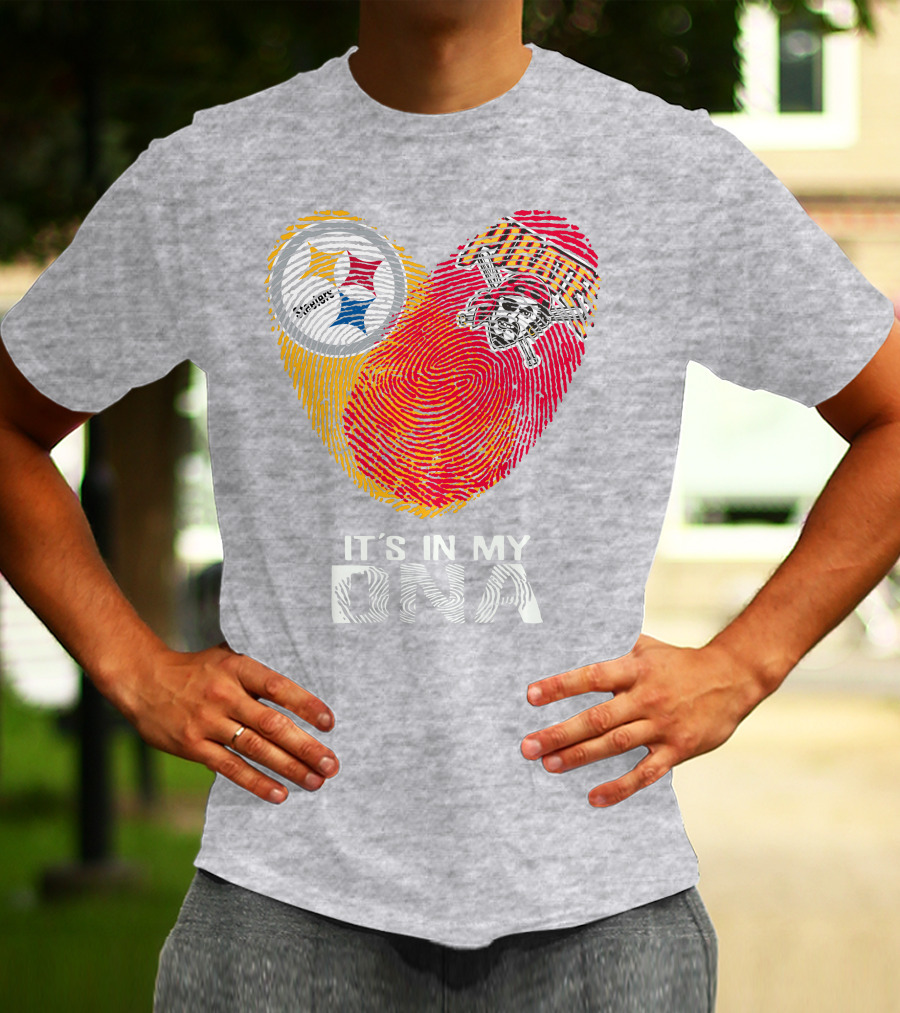Steelers Pirates It's In My Dna Fingerprint Heart T-Shirt
