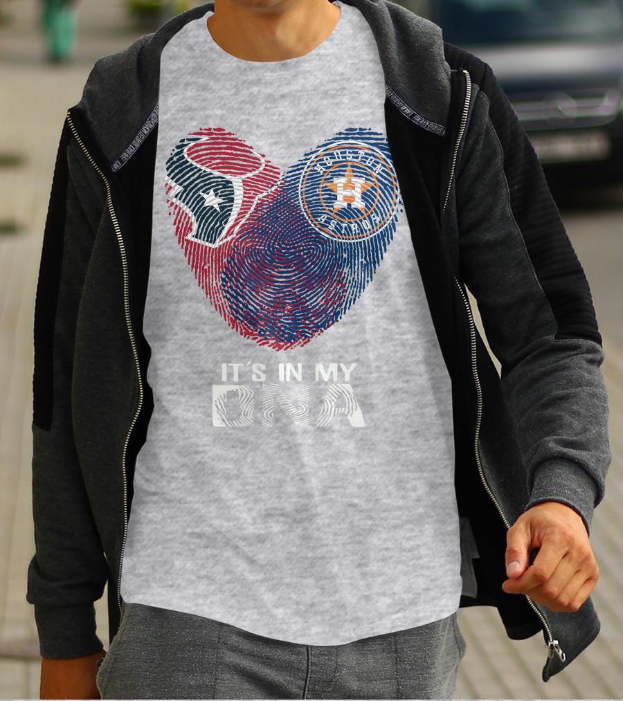 Texans Astros It's In My DNA Fingerprint Heart T-Shirt