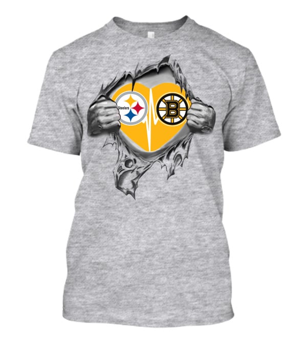 Steelers Bruins Heart Logo Fusion T-Shirt