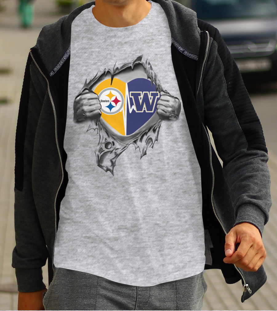 Steelers Washington Huskies Heart Logo Fan Passion T-Shirt