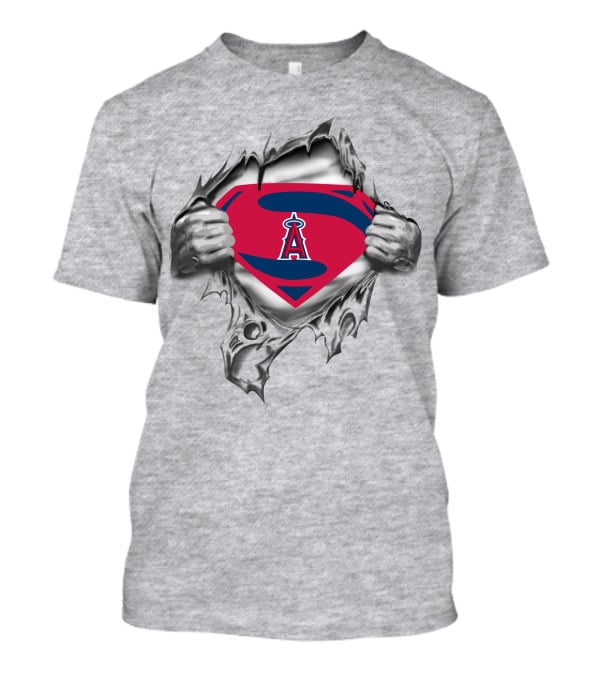 Angels Superman Style Emblem With S Shield Tear T-Shirt
