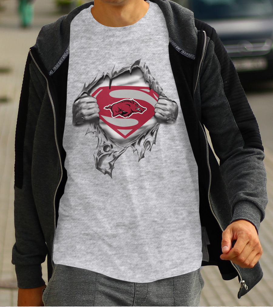 Arkansas Razorbacks Superman Logo Tear T-Shirt