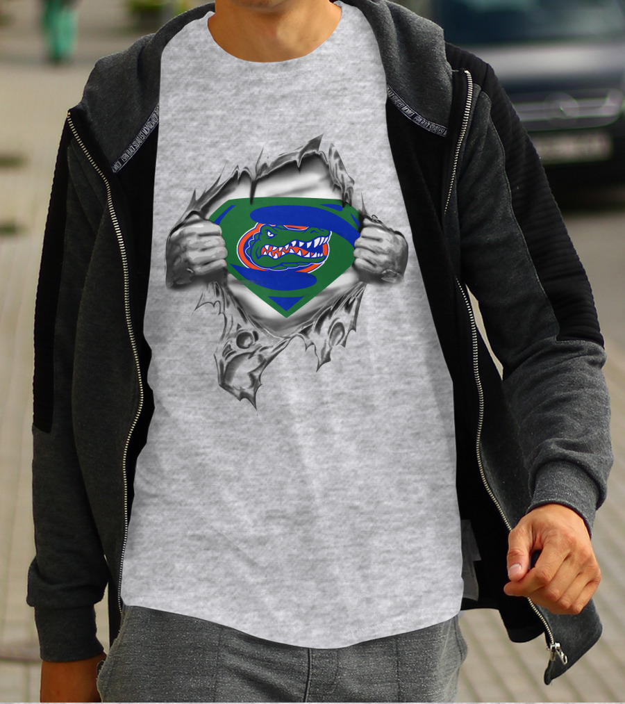 Gators Superhero Emblem Ripped Reveal T-Shirt