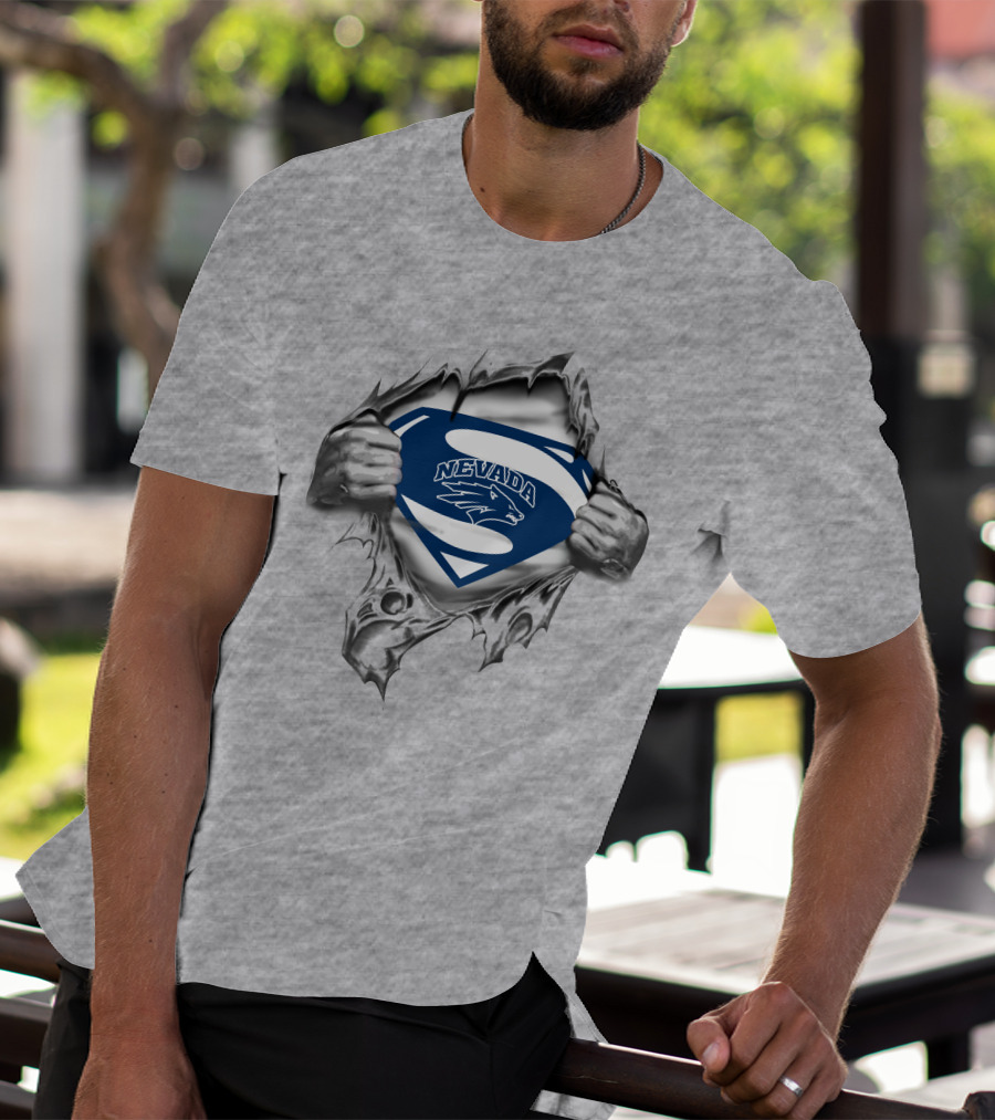 Nevada Wolf Pack Superman Logo Tear T-Shirt