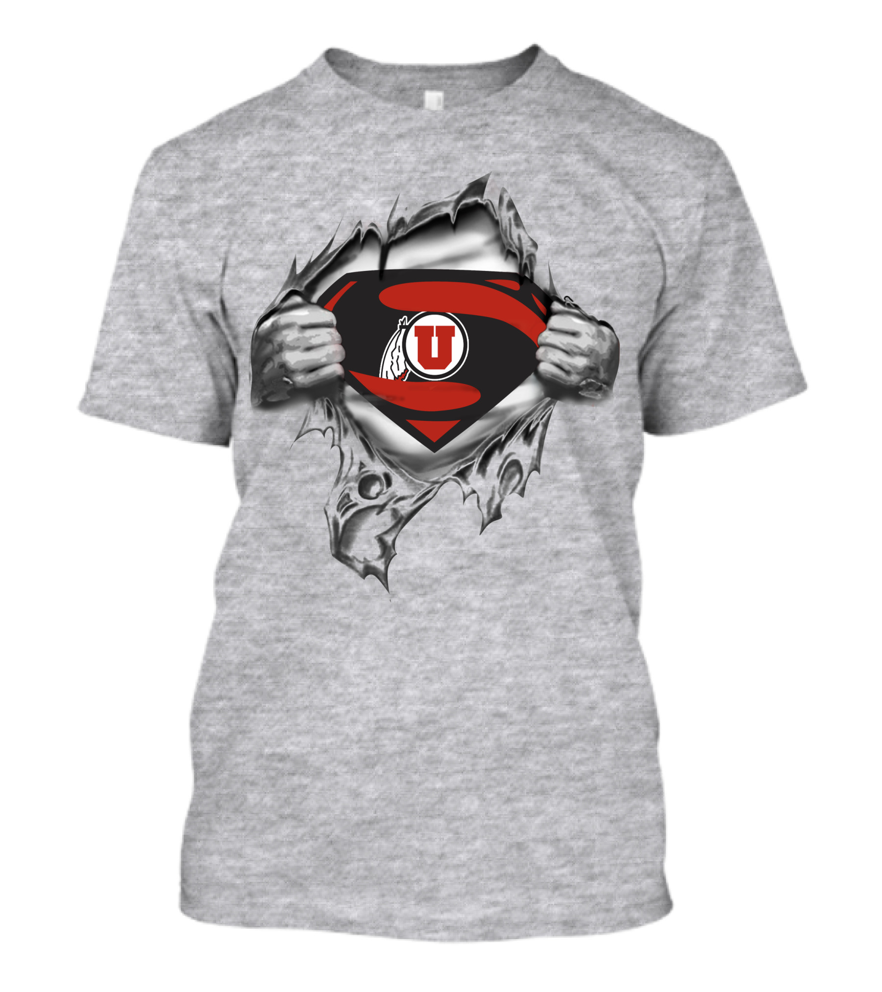 Utah Utes Superman Logo With Ripping Chest T-Shirt