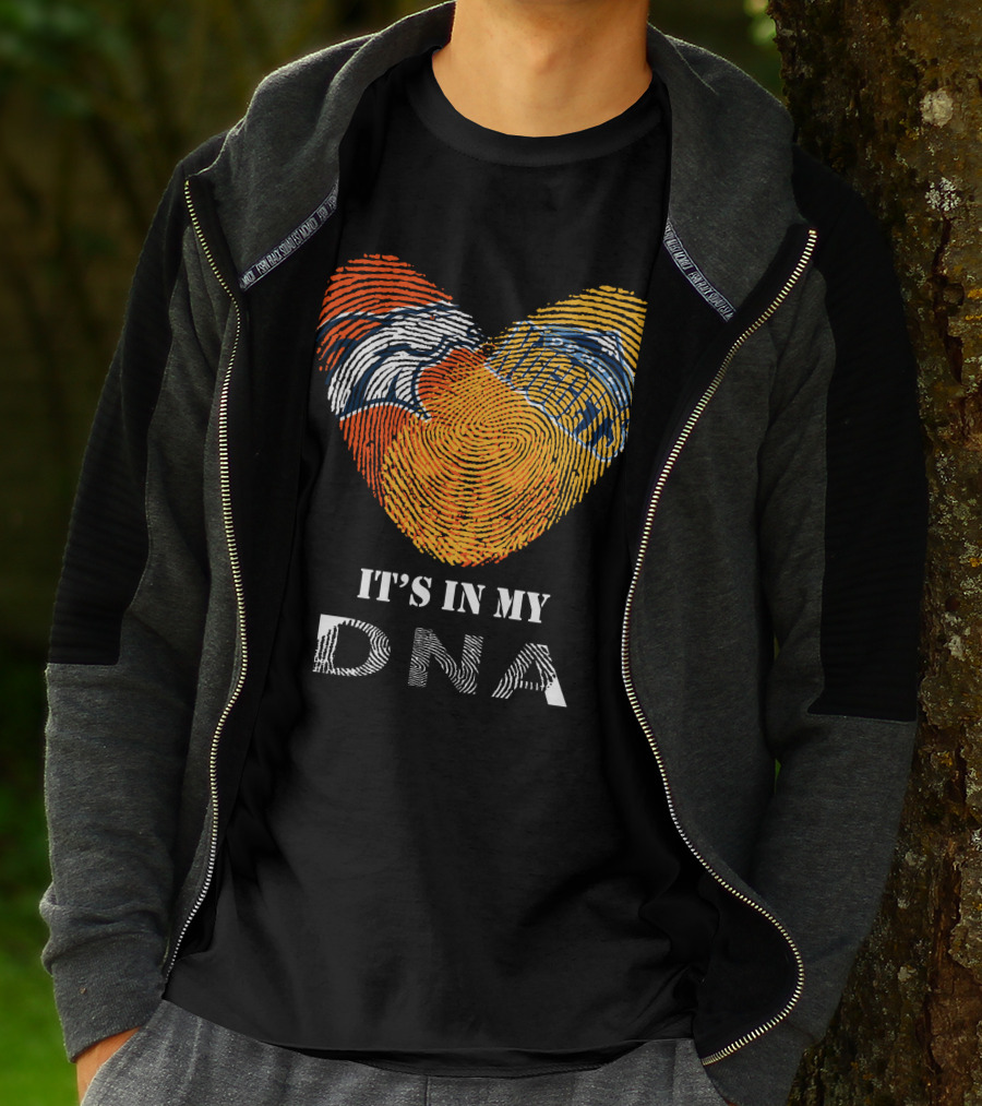 Broncos Nuggets Fingerprint Heart It's In My DNA T-Shirt