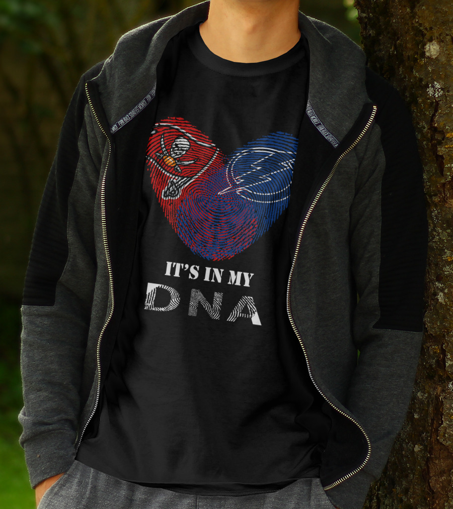 Buccaneers Lightning Fingerprint Heart It's In My DNA T-Shirt