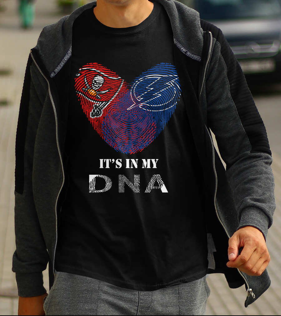 Buccaneers Lightning Fingerprint Heart It's In My DNA T-Shirt