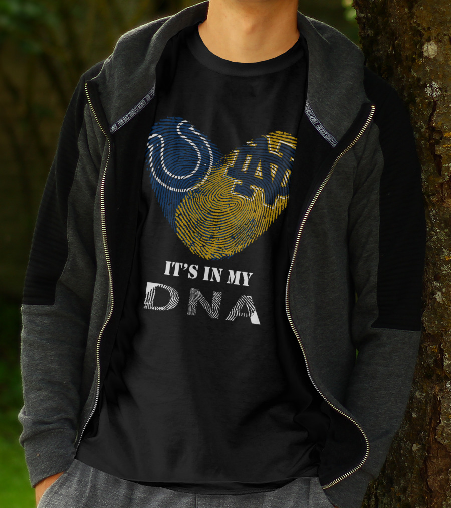Colts Notre Dame Fingerprint Heart It's In My DNA T-Shirt