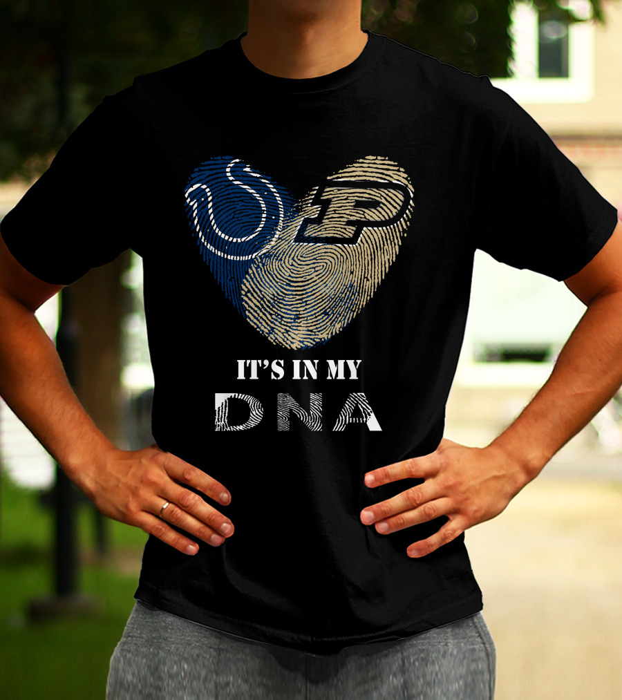 Colts Purdue It's In My DNA Football Fingerprint T-Shirt