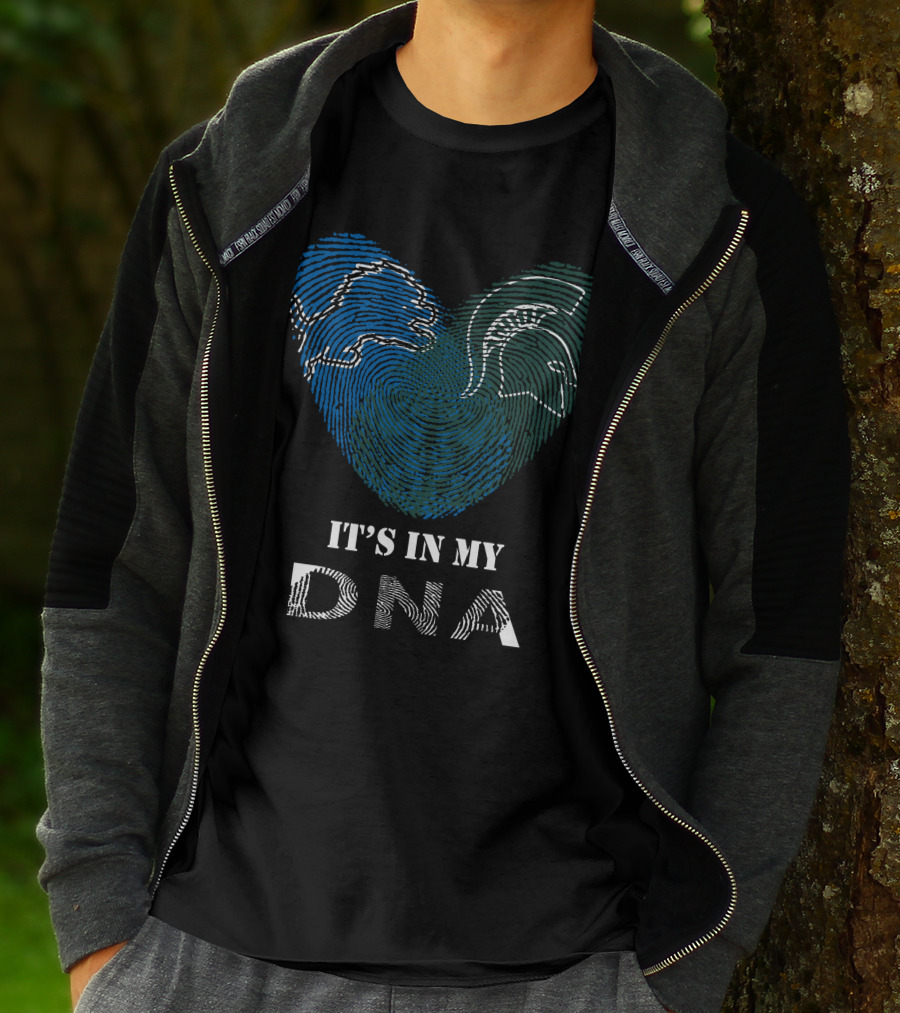 Lions Spartans It's In My DNA Fingerprint Heart T-Shirt