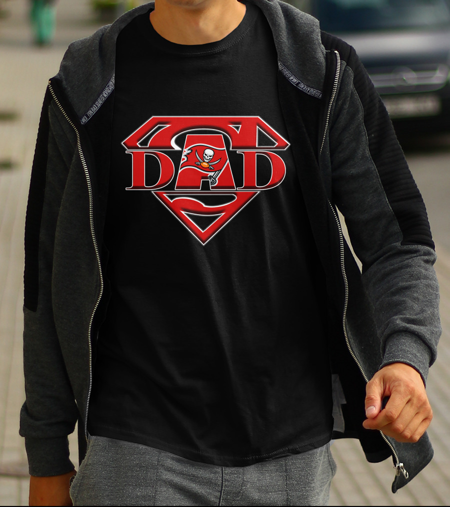 Buccaneers Super Dad Logo With Superman Shield And Pirate Flag T-Shirt