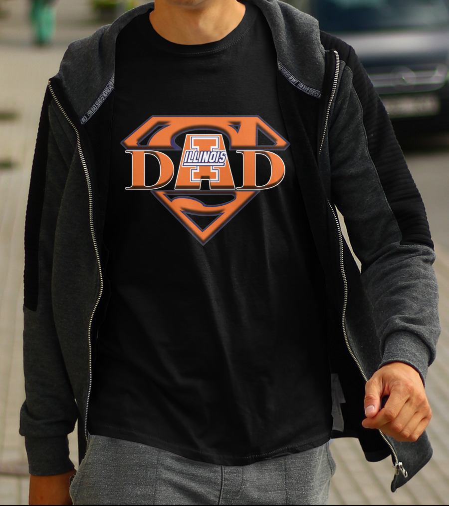 Illinois Fighting Illini Super Dad Logo With Superman Shield T-Shirt