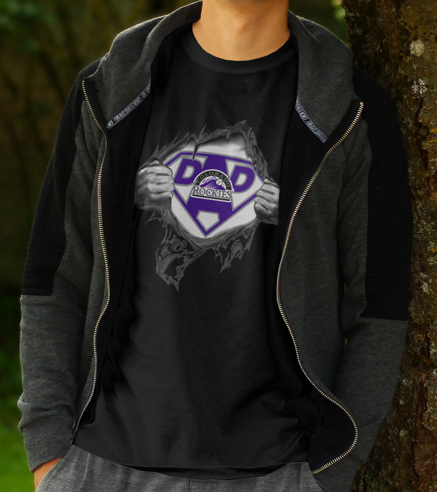 Colorado Rockies Dad Superhero Emblem T-Shirt