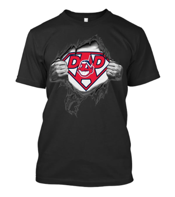 Indians Super Dad Hero With Chief Wahoo Shield T-Shirt