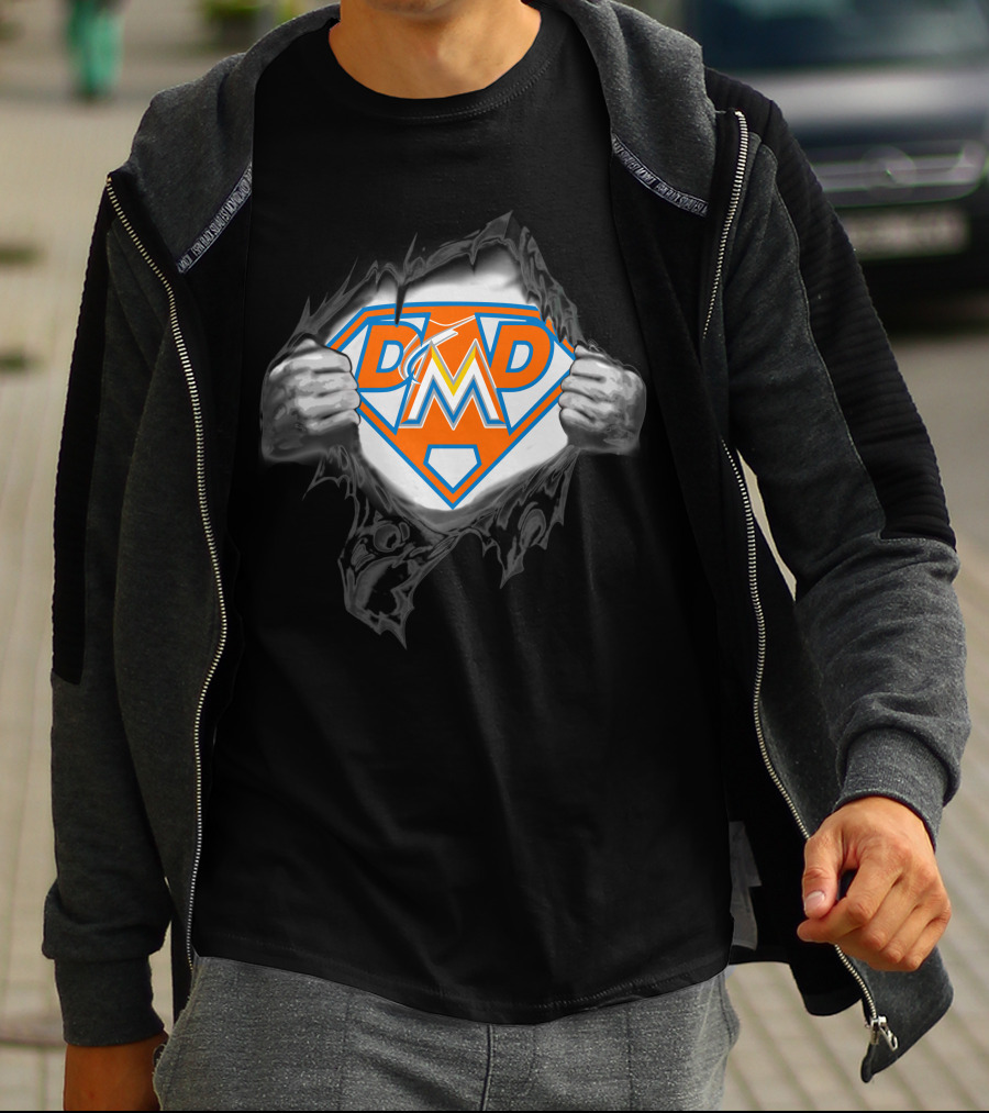 Miami Marlins Super Dad Hero Logo Superman Edition T-Shirt