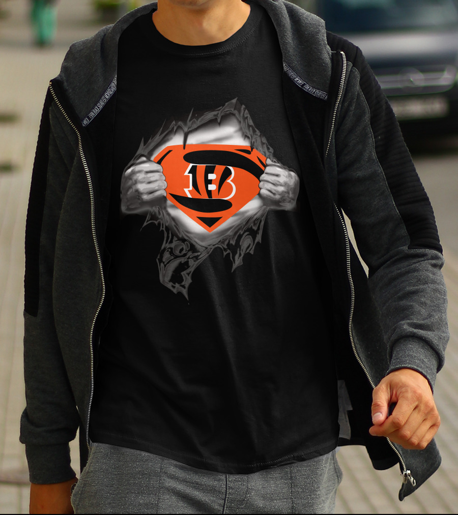 Bengals Super Man Logo Peel Back T-Shirt