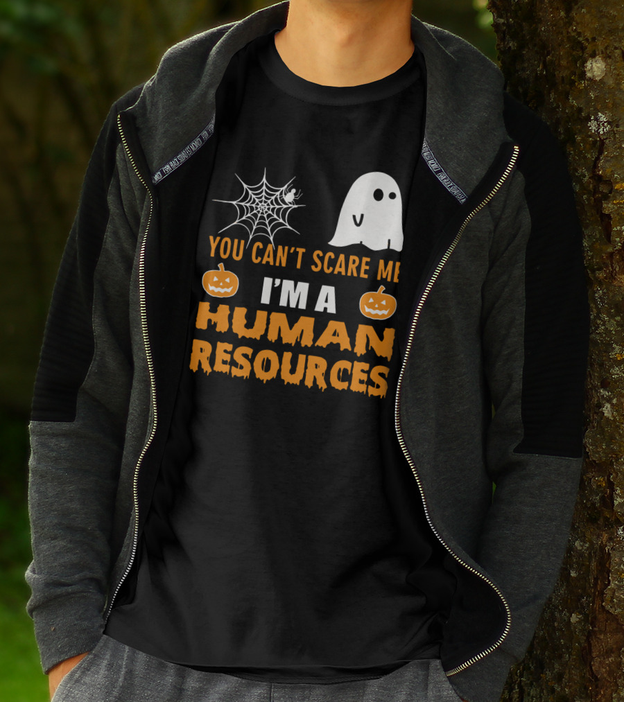 You Can't Scare Me I'm A Human Resources Halloween Spider Pumpkin Ghost T-Shirt