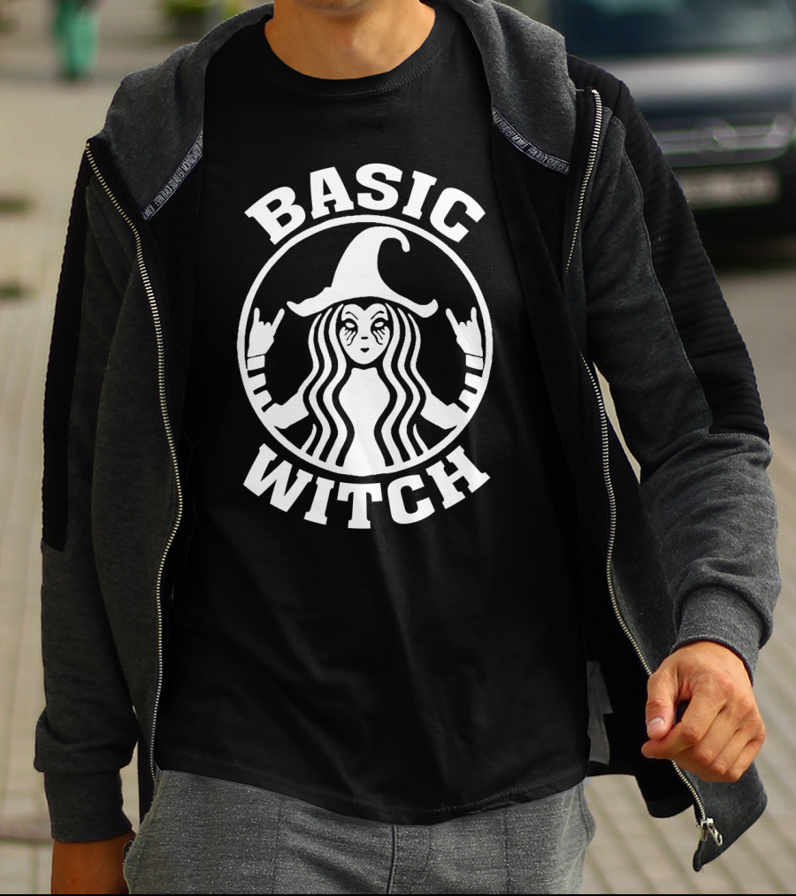 Basic Witch Starbucks Coffee Parody Halloween Magic T-Shirt